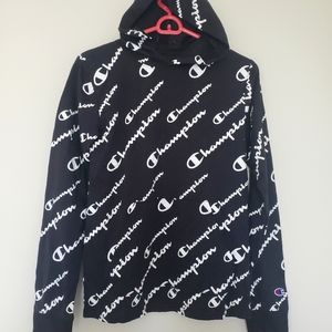 NWOT Champion Boy's Hoodie All Over Print Graphic Size Large Black Big Boy